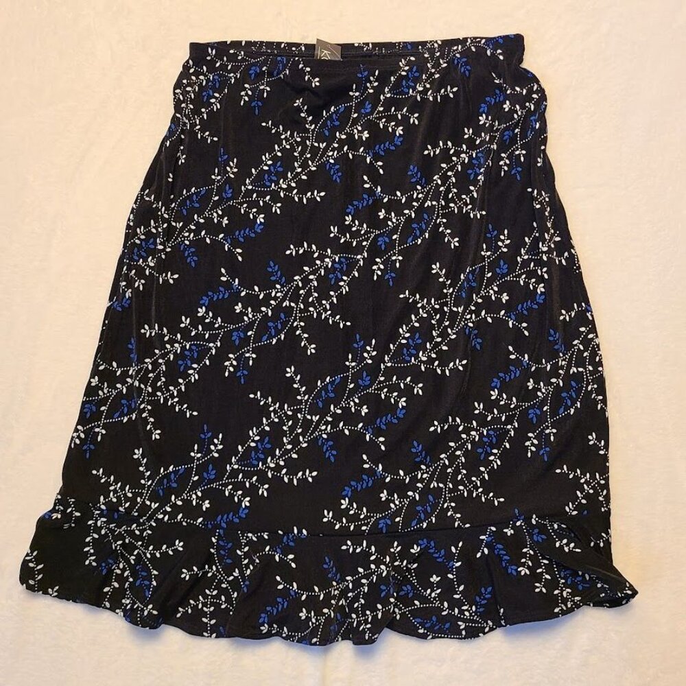 KC Stevens Women's Floral Print Ruffle Hem Skirt Size PL With Tags - Picture 6 of 7